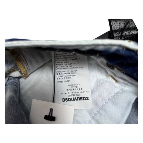 DSQUARED 2 (NWT) Mid Rise Crop Bleach Tie Dye Designer Denim Jeans Size 4 Small - Picture 5 of 7